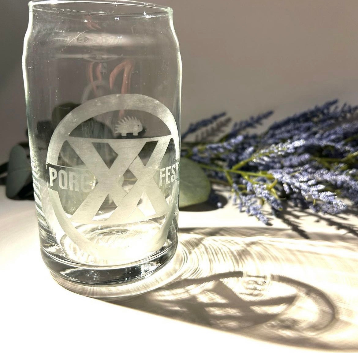 Porcfest etched glasses