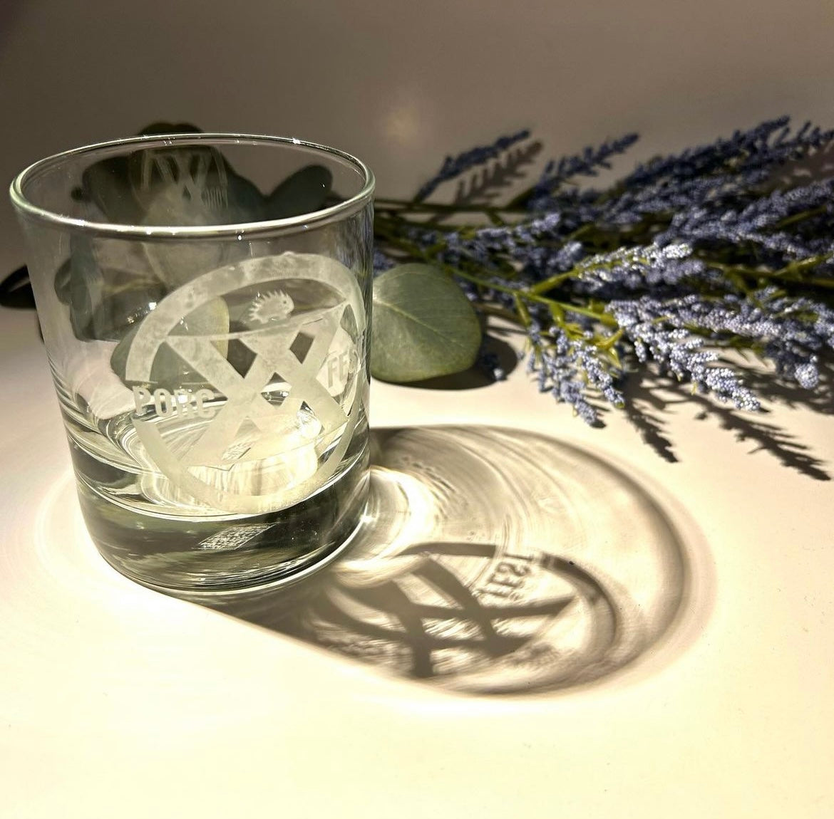 Porcfest etched glasses